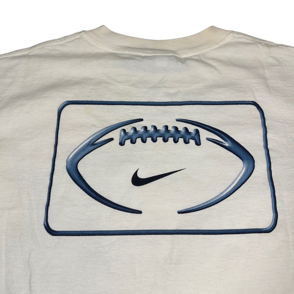 Y2K VTG Nike Football Graphic T-Shirt Mens XL White Embroidered Center Swoosh